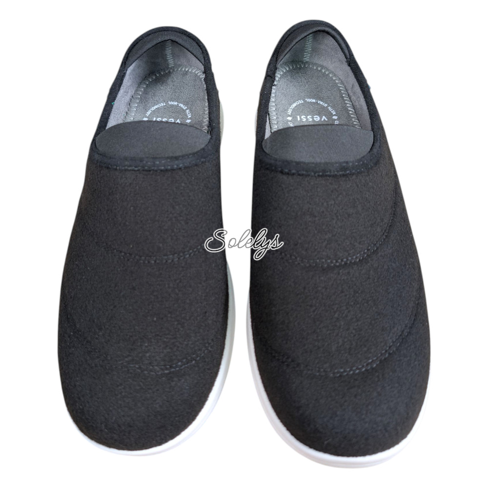 Vessi Sunday Mens 10 Granite Black Waterproof Slipper Dyma-Wool Slip-On Shoe